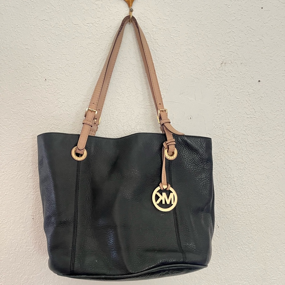 Michael Kors Black and Tan Tote Bag